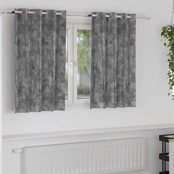 Sammetsgardiner 2 st Grå 140 x 140 cm Sammet