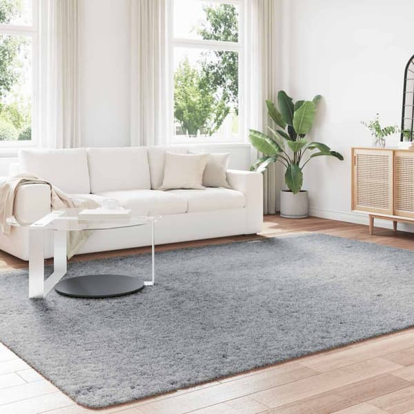 Ryamatta med lång lugg NAVARRA ljusgrå 240x340 cm polyester