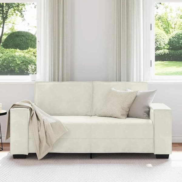 Soffa 2-sits gräddvit 180x78x84 cm sammet