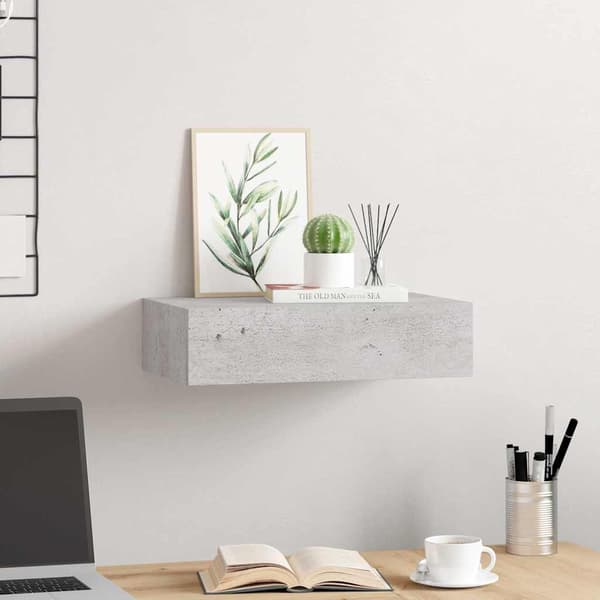 Väggmonterad låda betonggrå 40x23,5x10 cm MDF