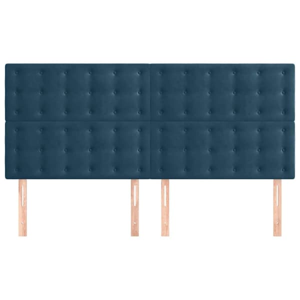 Sänggavel mörkblå 180x5x118/128 cm sammet