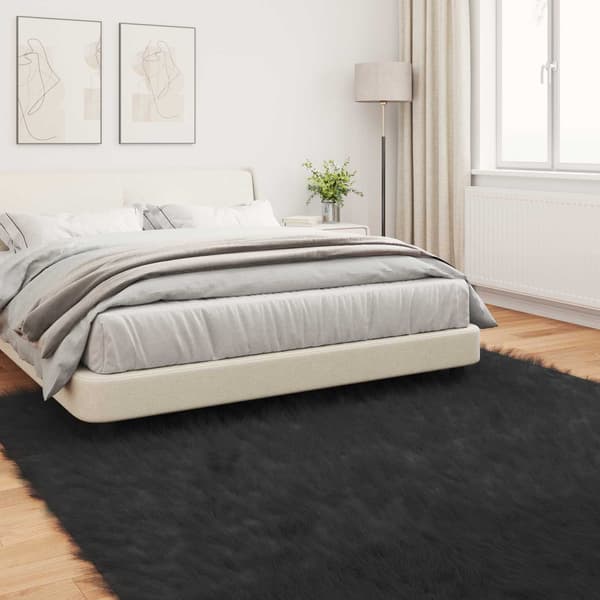 Fuskfäll matta TAFALLA Svart 240 x 240 cm Polyester