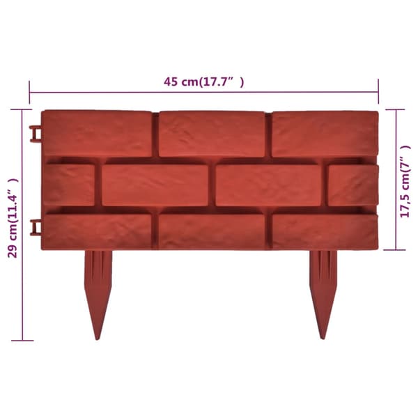 Trädgårdskant med tegel design 11 st