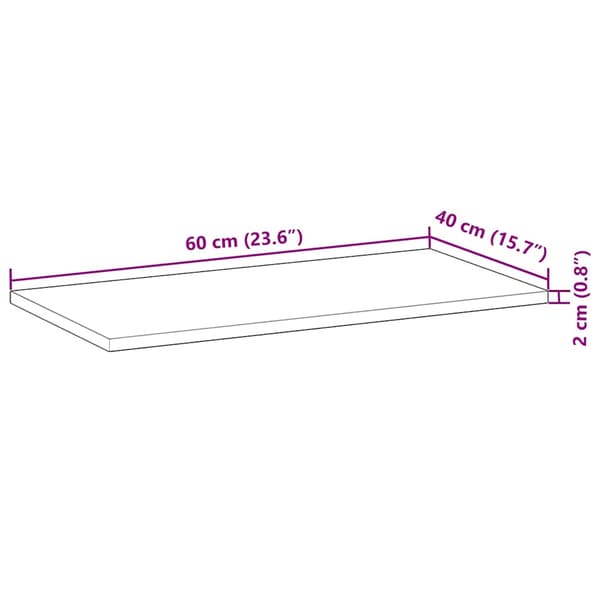 Bordsskiva 60x40x2 cm rektangulär massiv akacia