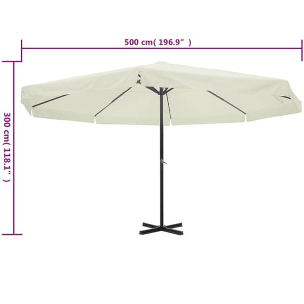 Parasoll aluminium vit 500 cm