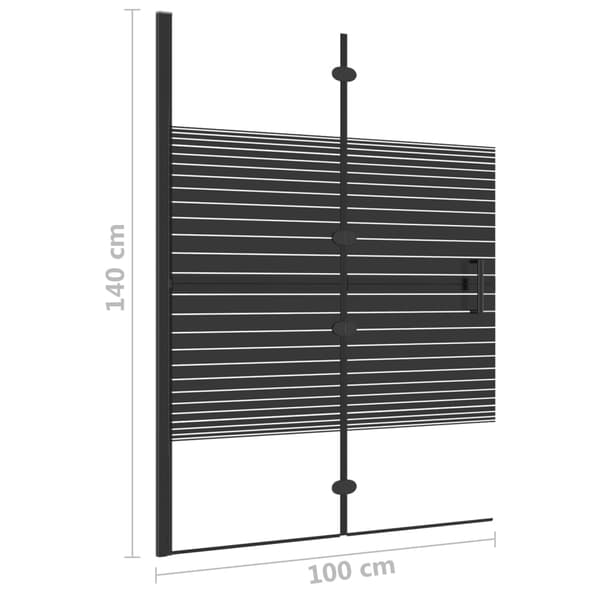 Duschvägg fällbar ESG 100x140 cm svart