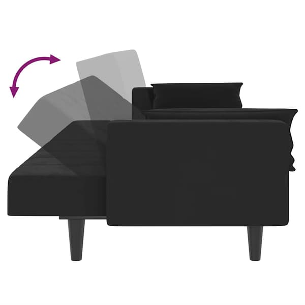 Bäddsoffa 2-sits med två kuddar svart sammet