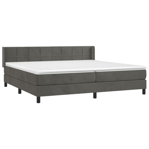 Ramsäng med madrass mörkgrå 200x200 cm sammet