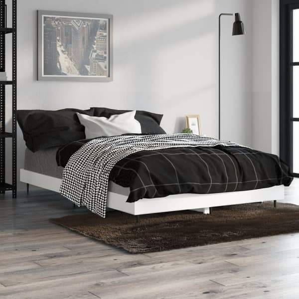 Sängram vit 120x190 cm konstruerat trä