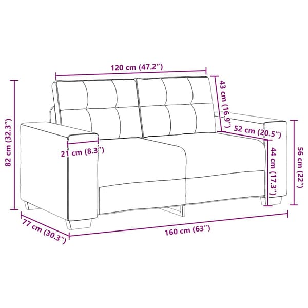 Loveseat soffa mörkgrå 160x77x82 cm tyg