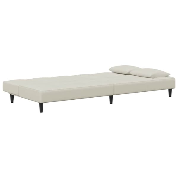 Bäddsoffa 2-sits med två kuddar gräddvit sammet