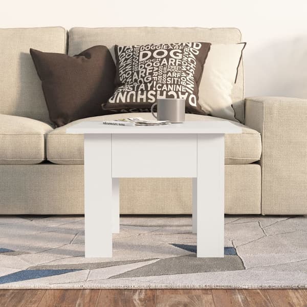 Soffbord vit 55x55x42 cm konstruerat trä