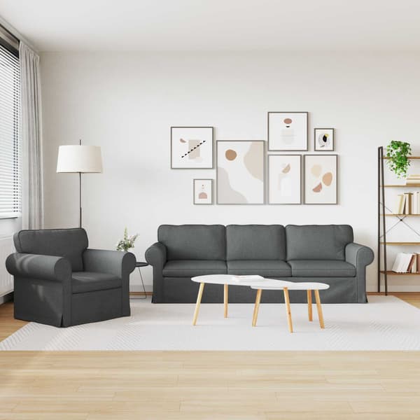 Soffa 2 pcs Mörkgrå 245 x 82 x 80 cm tyg