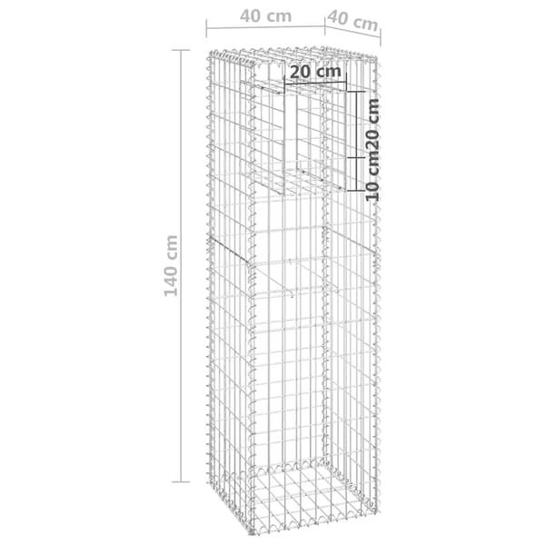 Gabionkorg stolpform 40x40x140 cm järn