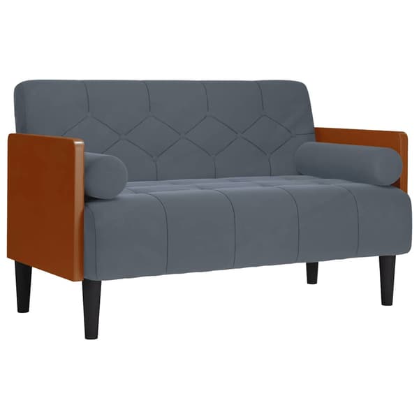 Loveseat soffa med dynor mörkgrå 110 cm sammet