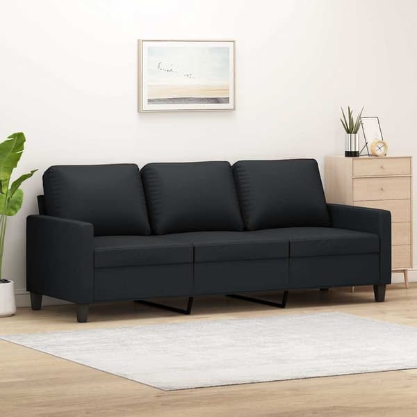 3-sitssoffa svart 180 cm konstläder