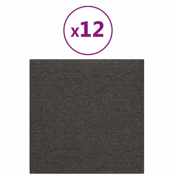 Väggsänggavel 12 pcs Mörkgrå 30 x 30 cm tyg