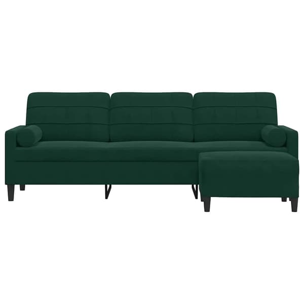 3-sitssoffa med fotpall mörkgrön 210 cm sammet