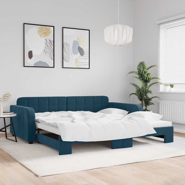Dagbädd utdragbar blå 100x200 cm sammet