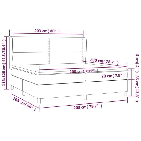Ramsäng med madrass vit 200x200 cm konstläder