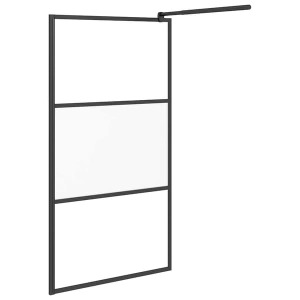 Duschvägg 100x195 cm halvfrostat ESG-glas svart