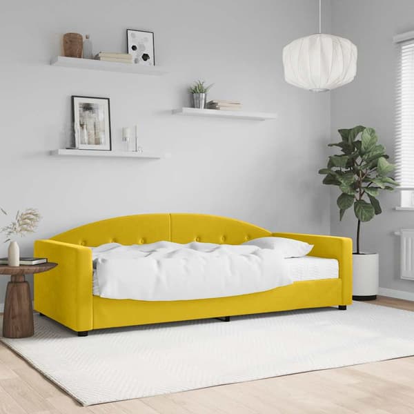 Dagbädd med madrass gul 90x200 cm sammet