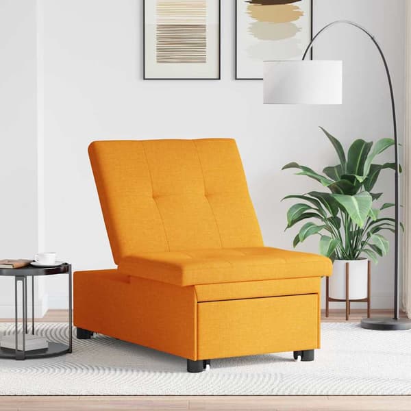 Pull Out Sofa Bed Mörkgul 194 x 50 x 82 cm tyg