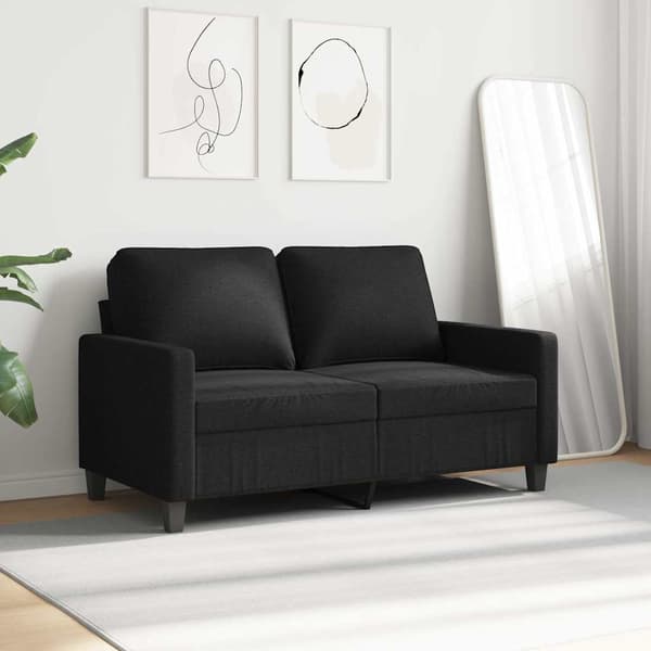 2-sitssoffa ljusgrå Svart 120 cm tyg