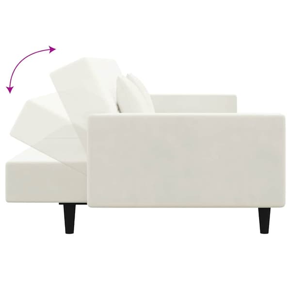 Bäddsoffa 2-sits med två kuddar gräddvit sammet