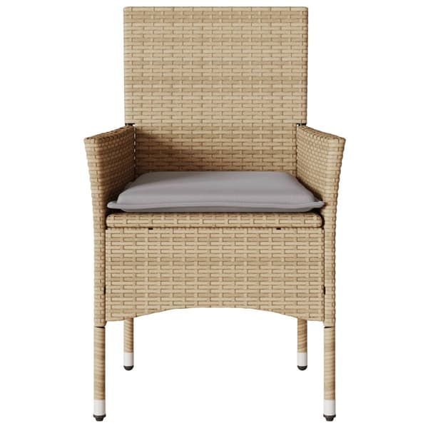 Trädgårdsstolar med dynor 2 st beige konstrotting
