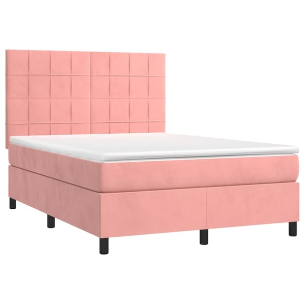 Ramsäng med madrass rosa 140x200 cm sammet