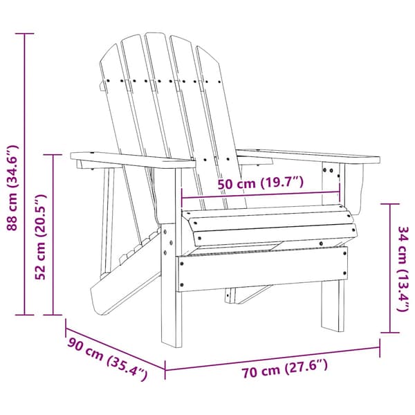 Adirondackstol massivt granträ rosa