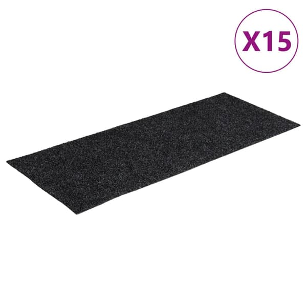 Trappmattor självhäftande 15 st 60x25 cm mörkgrå rektangulära