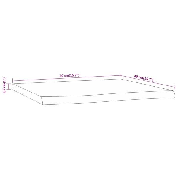Bordsskiva 40x40x2,5 cm rektangulär massiv akacia rustik kant
