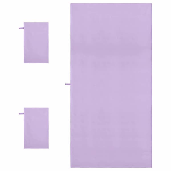 Sporthandduk Set 3 pcs Lila Polyester och polyamid