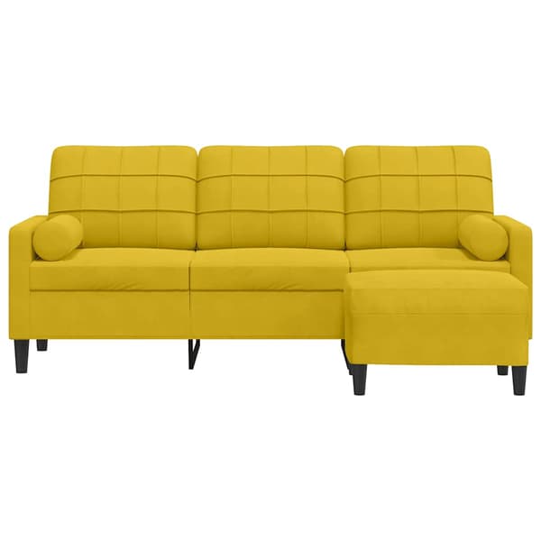 3-sitssoffa med fotpall gul 180 cm sammet