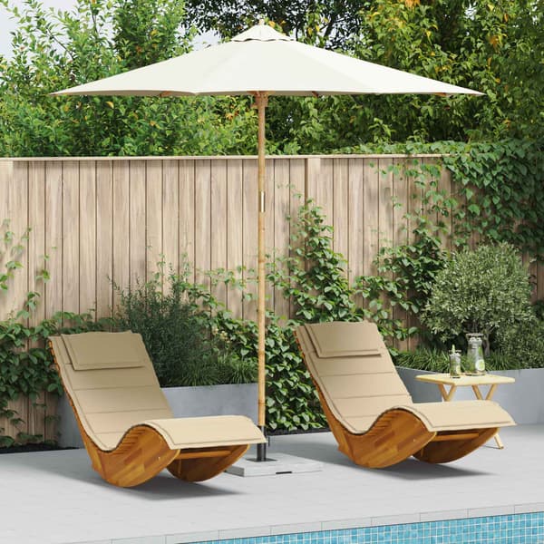 Trädgårdsparasol Krämvit Ø 270 x 260 cm Bambu