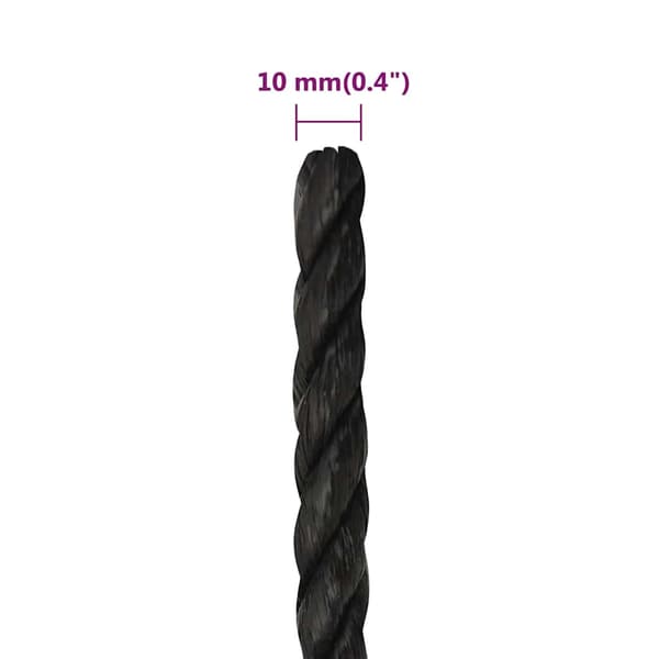 Rep svart 10 mm 50 m polypropen
