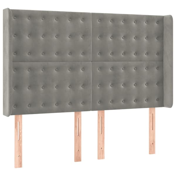 Ramsäng med madrass & LED ljusgrå 140x200 cm sammet