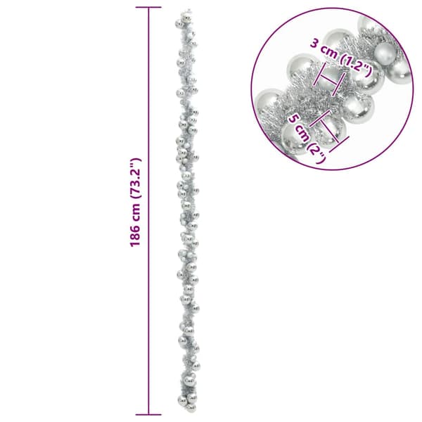 Julkulagirland Silver 186 cm Polystyren