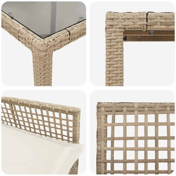 Trädgårdsmöbelset 3 pcs Beige konstrotting