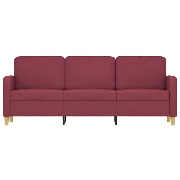 3-sitssoffa vinröd 180 cm tyg
