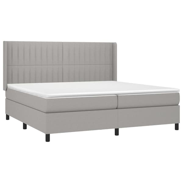 Ramsäng med madrass & LED ljusgrå 200x200 cm tyg