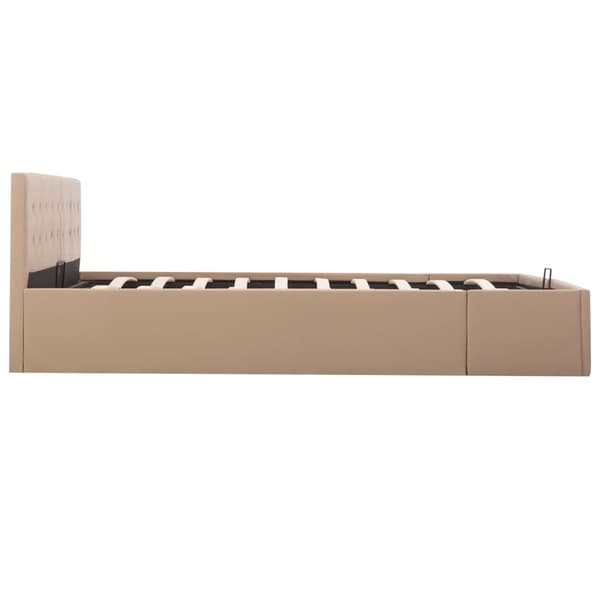 Sängram hydraulisk förvaring cappuccino konstläder 180x200 cm