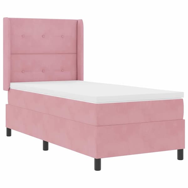 Bäddfjäder med huvudgavel Rosa 80 x 200 cm Sammet