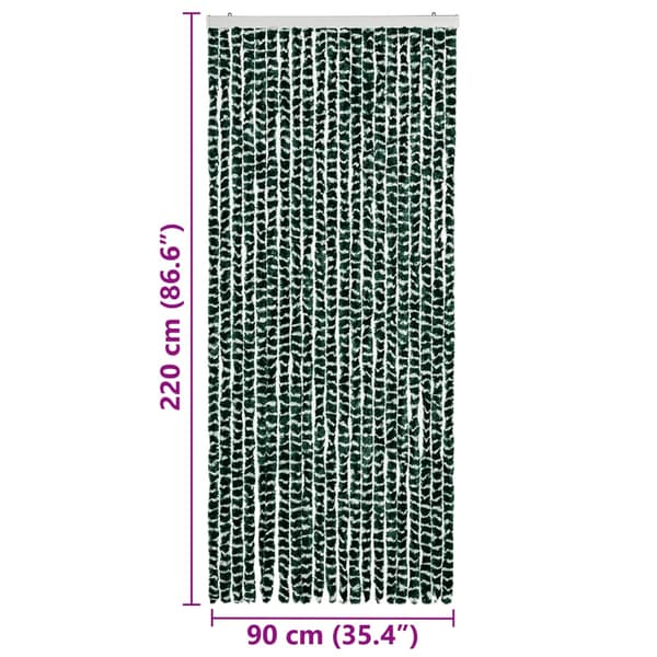 Insektsdraperi grön och vit 90x220 cm chenille