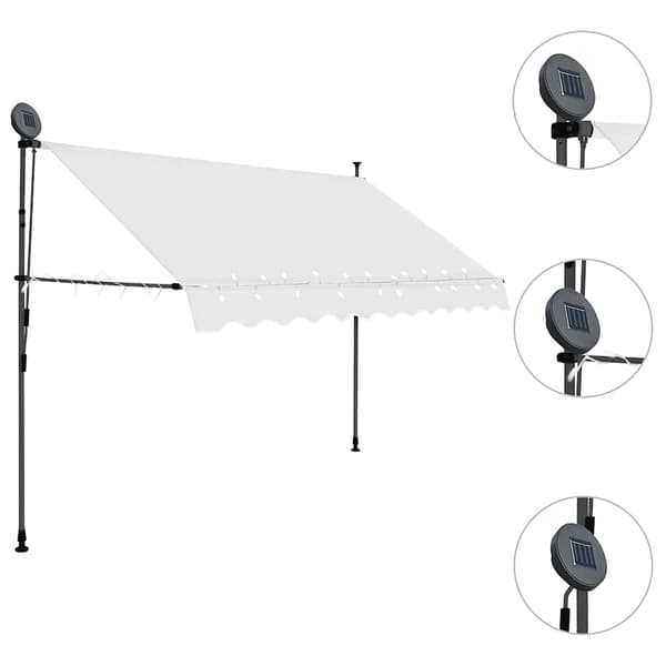 Markis manuellt infällbar med LED 300 cm gräddvit