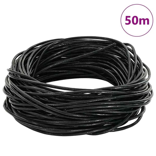 Läder Snöre Svart Ø2 mm x 50 m Skinn