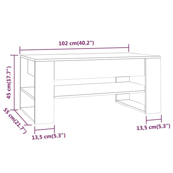 Soffbord vit 102x55x45 cm konstruerat trä