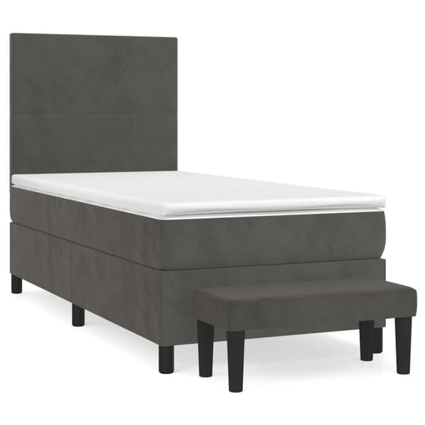 Ramsäng med madrass mörkgrå 80x200 cm sammet